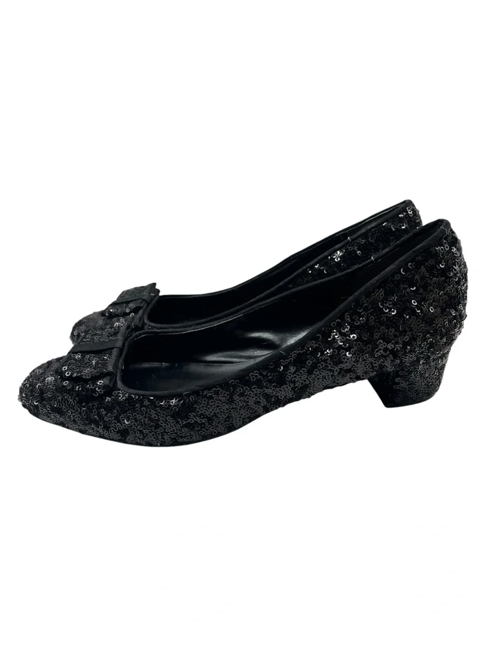 J.Renee “Imogene” Sequined Low Black Heel Pumps Size 9 N
